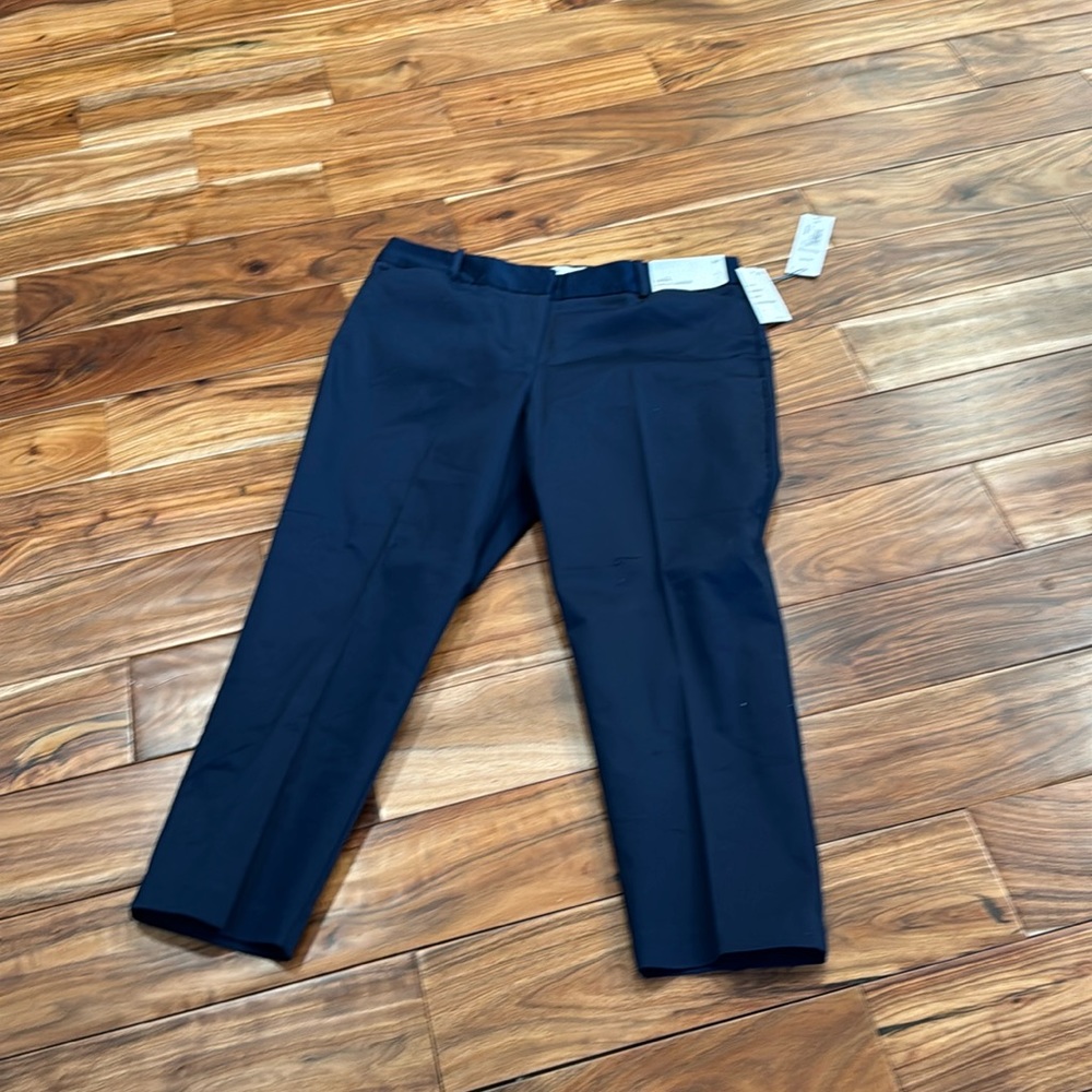 Liz Claiborne Emma ankle length mid rise navy pant. Size 14p. NWT.